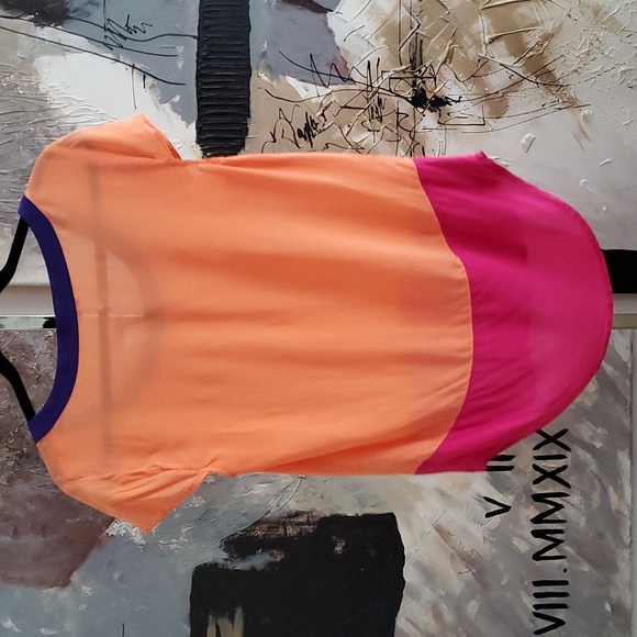 Splendid Peach Colorblock Short Sleeve Top Women Small - Picture 2 of 6